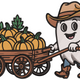 Cute Ghost Pumpkin Wagon Embroidery Design, Halloween Pattern, Instant Download