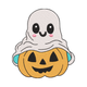 Ghost Sitting on Pumpkin Embroidery Design, Halloween Machine Embroidery Pattern, Instant Download