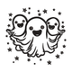 Cute Ghost Trio Embroidery Design, Halloween Spooky Fun Machine Embroidery Pattern, Instant Download