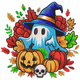 Cute Ghost Witch Embroidery Design, Halloween Ghost Machine Embroidery Pattern, Instant Download