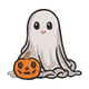 Cute Ghost With Pumpkin Halloween Embroidery Design, Instant Download
