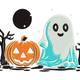 Ghost With Pumpkin Halloween Night Scene Embroidery Design, Instant Download