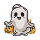 Cute Ghost With Pumpkins Halloween Embroidery Design, Instant Download