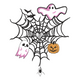 Cute Ghosts & Pumpkin Spider Web Halloween Embroidery Design, Instant Download