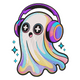 Ghost Headphones Embroidery Design, Cute Pastel Halloween Pattern, Instant Download