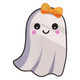 Cute Ghost with Orange Bow Embroidery Design, Halloween Kawaii Pattern, Instant Download