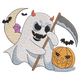 Cute Ghost with Scythe and Pumpkin Embroidery Design, Instant Download