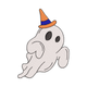 Cute Ghost with Witch Hat Embroidery Design, Instant Download