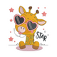 Giraffe Star Embroidery Design, Kids Safari Machine Embroidery, Instant Download