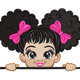 Cute Girl Peekaboo Bow Embroidery Design, Peeking Girl Bow Pattern