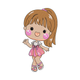 Cute Girl in Pink Outfit Embroidery Design, Instant Download