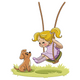 Cute Girl on Swing with Puppy Embroidery Design, Instant Download