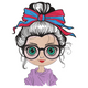 Cute Girl with Glasses Embroidery Design, Instant Download