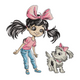 Girl Puppy Embroidery Design, Instant Download