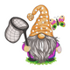 Butterfly Catcher Gnome Embroidery Design, Spring Net Scene Pattern, Instant Download