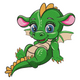 Cute Green Baby Dragon Embroidery Design, Instant Download