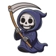 Cute Grim Reaper Embroidery Design, Chibi Halloween Skeleton Pattern, Instant Download
