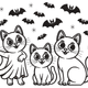 Cute Halloween Cat Family Embroidery Design, Spooky Cat Machine Embroidery, Instant Download