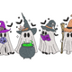 Cute Halloween Ghost Witches Embroidery Design, Instant Download