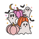Halloween Ghost and Pumpkin Embroidery Design, Instant Download