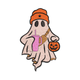 Cute Halloween Ghost with Pumpkin & Drink Embroidery Design, Instant Download