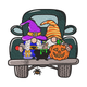 Cute Halloween Gnome Truck Embroidery Design, Whimsical Machine Embroidery Pattern, Instant Download