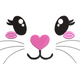 Cute Heart Nose Cat Face Embroidery Design, Instant Download