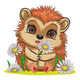 Cute Hedgehog with Daisy Embroidery Design, Instant Download