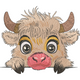 Highland Cow Peekaboo Embroidery Design, Fluffy Cow Machine Pattern, Instant Download