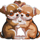 Cute Hugging Puppies Embroidery Design, Instant Download