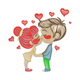 Valentine Kissing Couple Embroidery Design, Romance Machine Embroidery Pattern, Instant Download