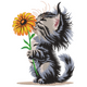 Cute Kitten With Flower Embroidery Design, Instant Download