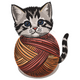 Cute Kitten in Yarn Ball Embroidery Design, Instant Download