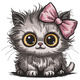 Cute Kitten with Bow Embroidery Design, Instant Download