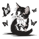 Kitten with Butterflies Embroidery Design, Cat Machine Embroidery Pattern, Instant Download