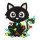 Cute Kitty Wrapped in Lights Embroidery Design, Instant Download