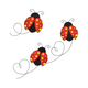 Ladybug Trio Flight Embroidery Design, Three Ladybugs Machine Embroidery Pattern, Instant Download