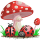 Cute Ladybug and Mushroom Embroidery Design, Instant Download