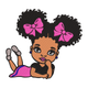 Cute Little Afro Girl Embroidery Design, Instant Download