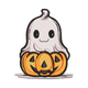 Cute Little Ghost Inside Pumpkin Halloween Embroidery Design, Instant Download