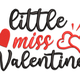Cute Little Miss Valentine Embroidery Design, Kids Valentine Pattern, Instant Download