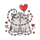 Cute Love Cats Embroidery Design, Instant Download