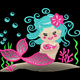 Cute Mermaid Girl Embroidery Design, Instant Download