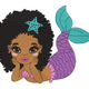 Cute Mermaid Girl Embroidery Design V2, Instant Download