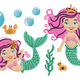 Cute Mermaid Sisters Embroidery Design, Ocean Kids Pattern