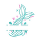 Cute Mermaid Tail with Hearts Embroidery Design, Instant Download