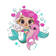 Cute Mermaid with Dolphin Embroidery Design, Instant Download