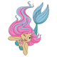 Cute Mermaid with Heart Hands Embroidery Design, Instant Download