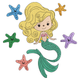Cute Mermaid with Starfish Embroidery Design, Machine Embroidery Pattern, Instant Download
