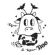 Cute Moo & Mean Boo Cow Ghost Embroidery Design, Instant Download